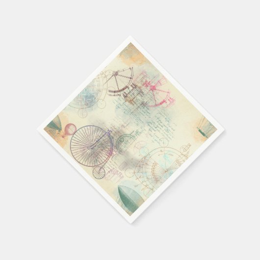 Viktorianisch Steampunk | Aquarellgrunge Pastell Serviette (Ecke)