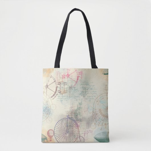 Viktorianisch Steampunk | Aquarellgrunge Pastell Tasche (Vorderseite)
