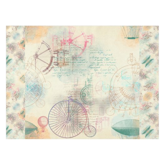 Viktorianisch Steampunk | Aquarellgrunge Pastell Tischdecke (Vorderseite (Horizontal))