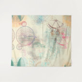 Viktorianisch Steampunk | Aquarellgrunge Pastell Wandteppich (Vorderseite (Horizontal))