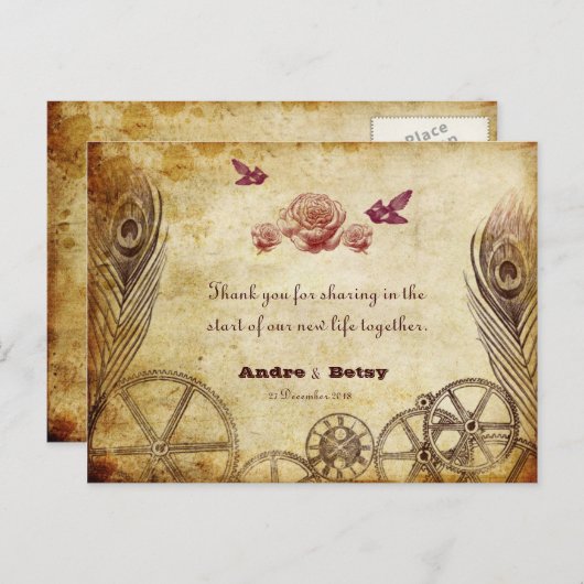 Viktorianisch Steampunk Danke Postcard Postkarte (Vorne/Hinten)