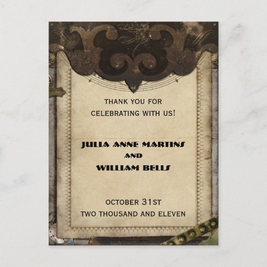 Viktorianisch Steampunk Danke Postkarten (Vorderseite)