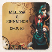 Viktorianisch Steampunk Elegance Wedding Rechteckiger Pappuntersetzer (Vorderseite)