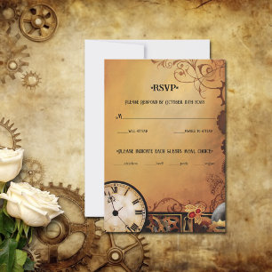 Viktorianisch Steampunk Elegance Wedding RSVP Karte