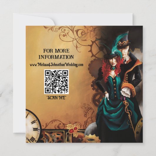 Viktorianisch Steampunk Elegance Wedding Save The Date (Rückseite)