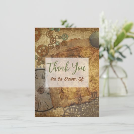 Viktorianisch Steampunk Flat Dankeschön Karten (Stehend Vorderseite)