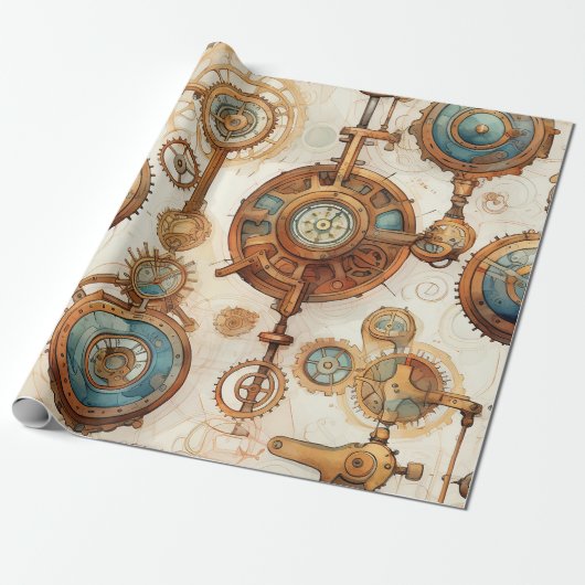 Viktorianisch Steampunk Geschenkpapier (Ungerollt)