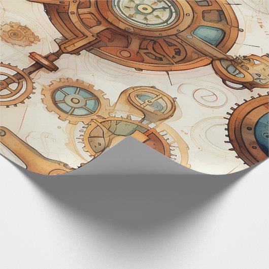 Viktorianisch Steampunk Geschenkpapier (Ecke)