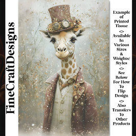 Viktorianisch Steampunk Giraffe, Top Hat CA4 Decou Seidenpapier