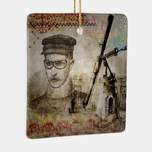 Viktorianisch Steampunk Inventor Scientist Telesco Keramikornament (Rechts)