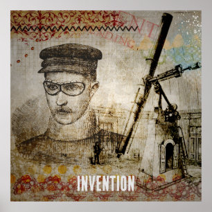 Viktorianisch Steampunk Inventor Scientist Telesco Poster