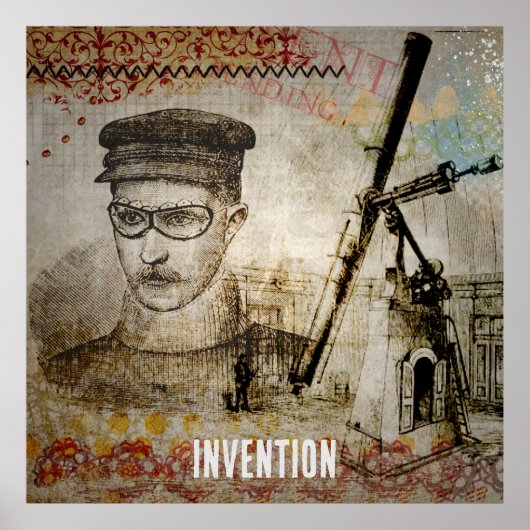 Viktorianisch Steampunk Inventor Scientist Telesco Poster (Vorne)