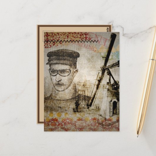 Viktorianisch Steampunk Inventor Scientist Telesco Postkarte (Vorderseite/Rückseite Beispiel)