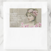 Viktorianisch Steampunk Lady Pink Zeitung Adresse Rechteckiger Aufkleber (Tasche)