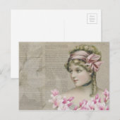 Viktorianisch Steampunk Lady Pink Zeitung Postcard Postkarte (Vorne/Hinten)