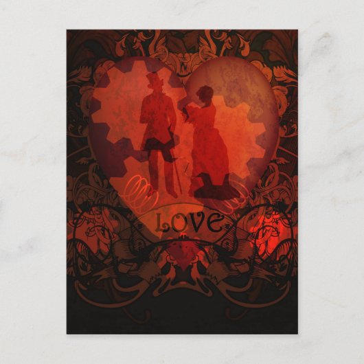 VIKTORIANISCH STEAMPUNK LIEBE COUPLE POSTKARTE (Vorderseite)