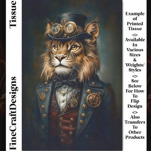 Viktorianisch Steampunk Lion Portrait CH9 Decoupag Seidenpapier