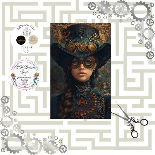 Viktorianisch Steampunk Portrait Andrea Decoupage Seidenpapier