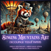 Viktorianisch Steampunk Red Panda Dreams Decoupage Seidenpapier