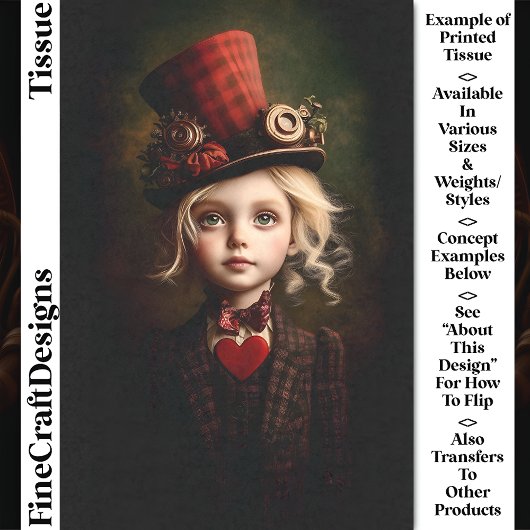 Viktorianisch Steampunk Ringmaster Girl CN2 Decoup Seidenpapier