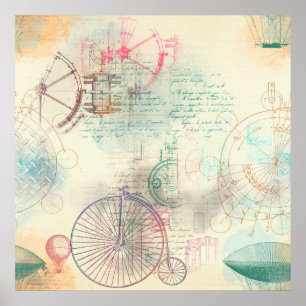 Viktorianisch Steampunk   Weibliche Weideland Poster