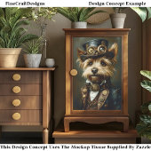Viktorianisch Steampunk Yorkie Portrait CJ1 Decoup Seidenpapier