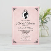 Viktorianisch Style 60er Cameo Bridal Dusche Einla Einladung (Stehend Vorderseite)