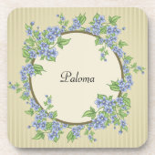 Viktorianisch Style Blue Blume Wreath Getränkeuntersetzer (Vorderseite)