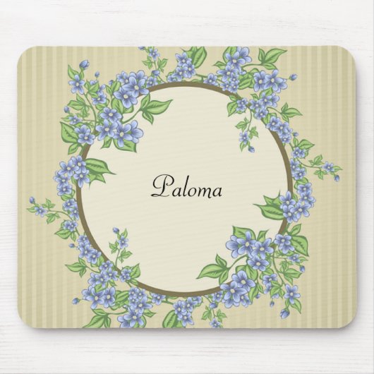 Viktorianisch Style Blue Blume Wreath Mousepad (Vorne)