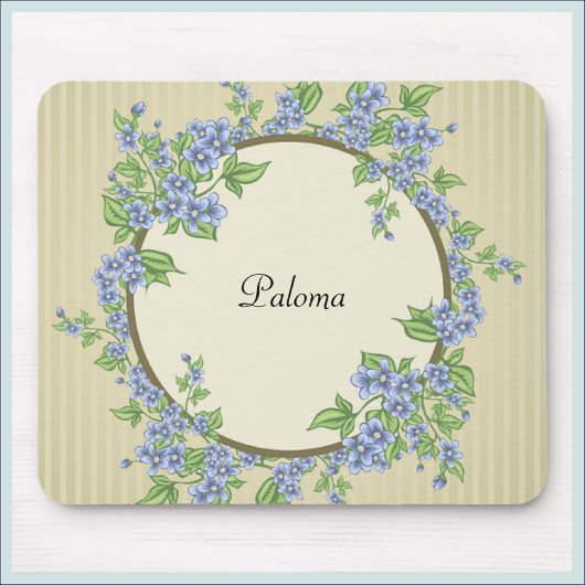 Viktorianisch Style Blue Blume Wreath Mousepad
