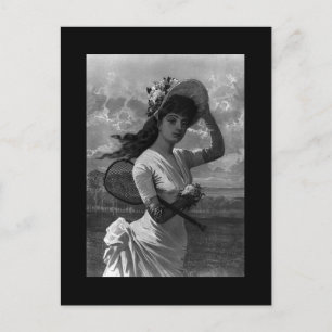 Viktorianisch Tennis Lady Postcard Postkarte