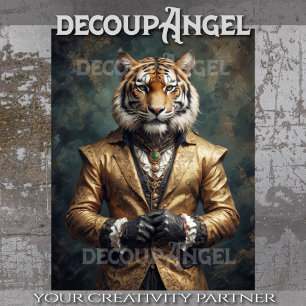 Viktorianisch Tiger - Decoupage- Seidenpapier