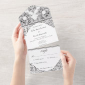 Viktorianisch Til Death Schwarz-weiß Wedding No Di All In One Einladung (Abreißen)