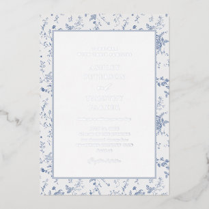 Viktorianisch Toile French Blue Classic Folieneinladung