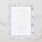 Viktorianisch Toile French Blue Classic Folieneinladung (Vorderseite)