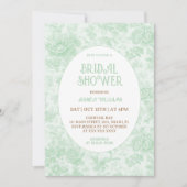 Viktorianisch Toile Green Floral Brautparty Einladung (Vorderseite)