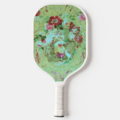 Viktorianisch Toile Rokoko Floral Sage Green Initi Pickleball Schläger (Rückseite)