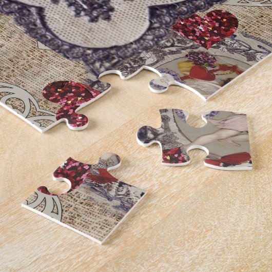 Viktorianisch Valentine Angel Rotes Herz Puzzle (Seite)