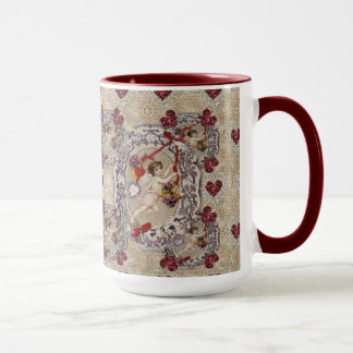Viktorianisch Valentine Angel Rotes Herz Tasse