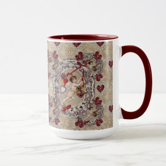 Viktorianisch Valentine Angel Rotes Herz Tasse (Rechts)