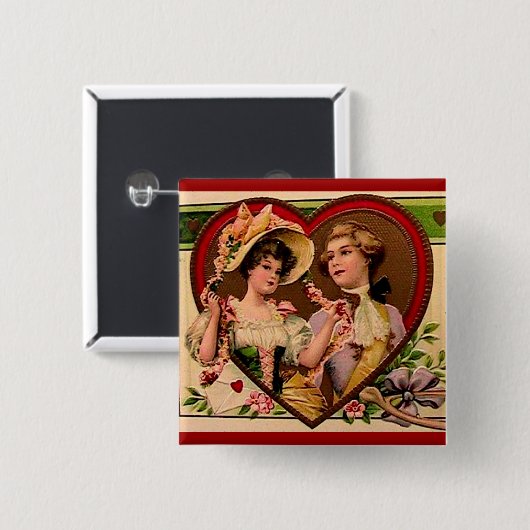 Viktorianisch Valentines Couple Button (Vorne & Hinten)