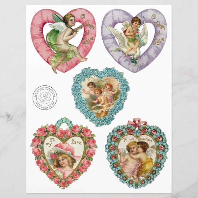 Viktorianisch Valentines Hearts Scrapbook Paper (Vorderseite)