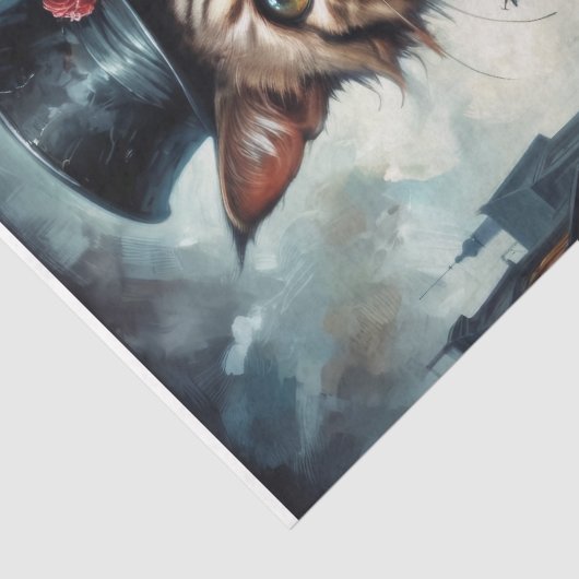 Viktorianisch Vampire Cat - Decoupage - Seidenpapier (Detail)