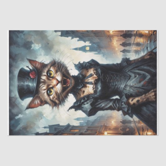 Viktorianisch Vampire Cat - Decoupage - Seidenpapier (Vorderseite)