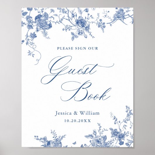 Viktorianisch Verzierte Grace Dusty Blue Gästebuch (Vorne)