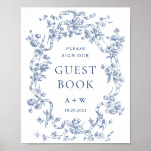 Viktorianisch Verzierte Grace Dusty Blue Gästebuch