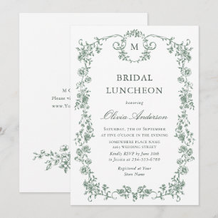 Viktorianisch Verzierte Grace Sage Green BRIDAL LU Einladung