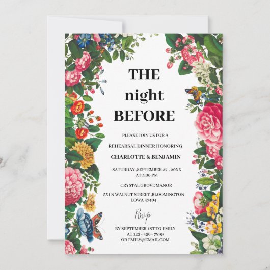 Viktorianisch Vintage Hochzeit Probe Dinner Einladung (Vorderseite)