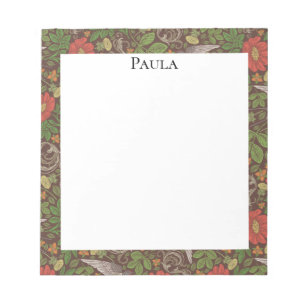 Viktorianisch Vintager Red Daisy Bird English Gard Notizblock