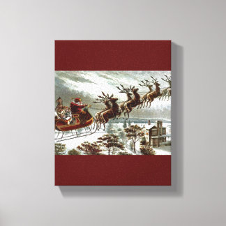 Viktorianisch Vintager Santa Claus Rentier Sleigh Leinwanddruck